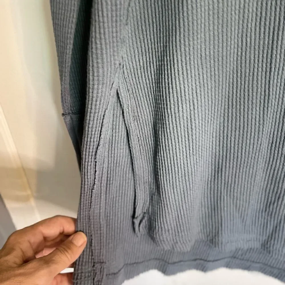 Free People Snowy Termal Shirt Top In Blue.Size S